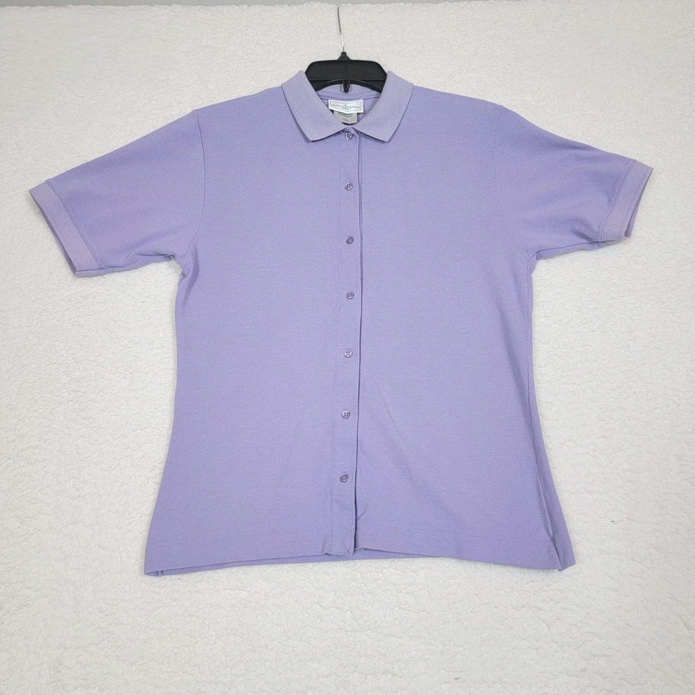 Outer Banks Shirt Womens Small Purple Piqué Full Button Down Short Sleeve